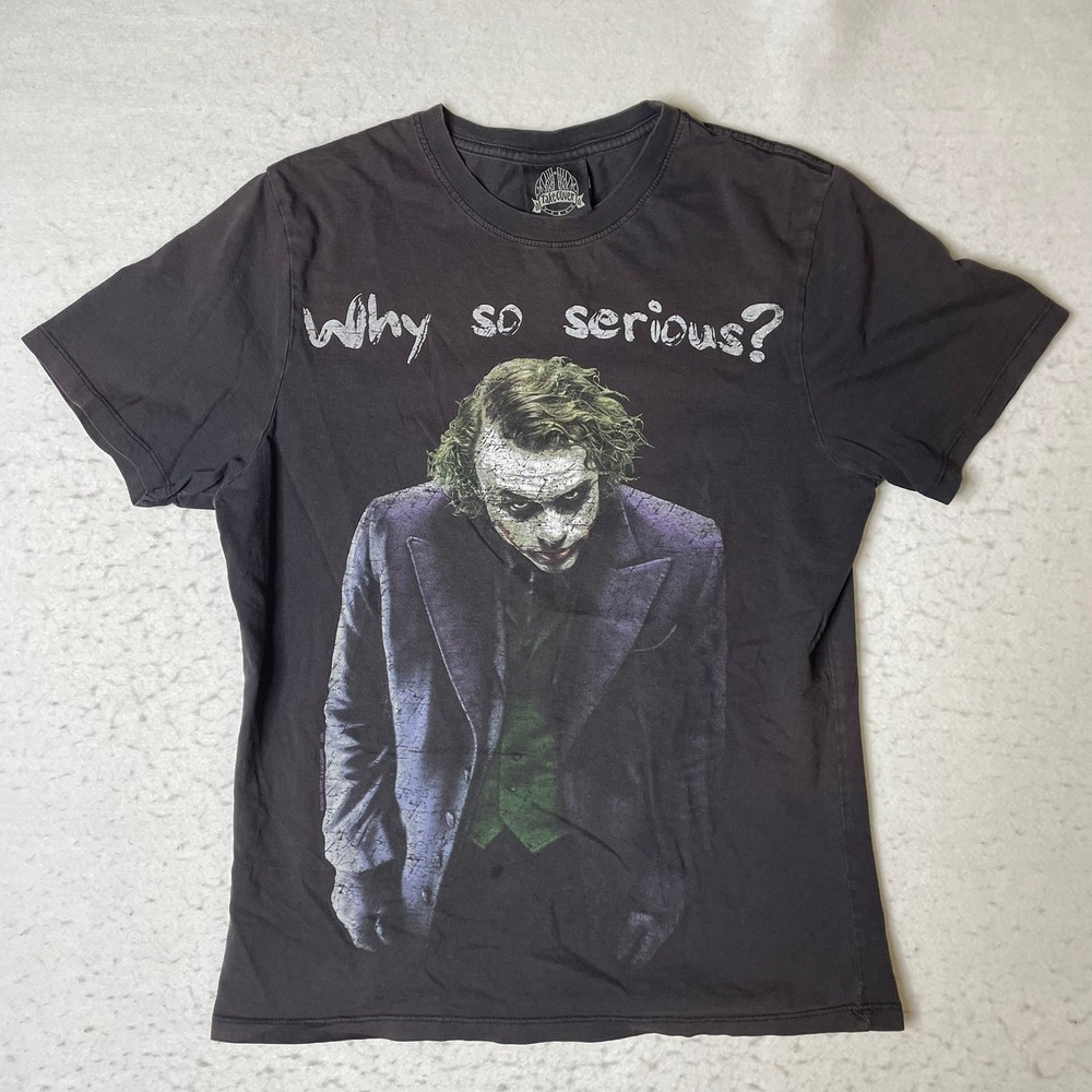 The Joker Dark Knight Why So Serious Take Cover‎ Graphic T Shirt Mens M Black